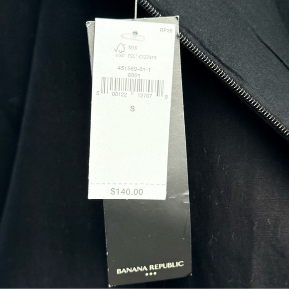 Banana Republic Shift Sun Dress Embroidered Bold Floral Black Tan Size S - Picture 8 of 12